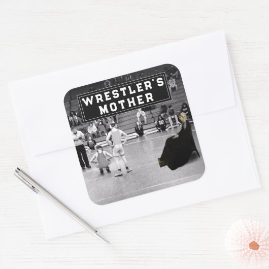 レスリングスポーツユーモア広場シール スクエアシール (封筒)