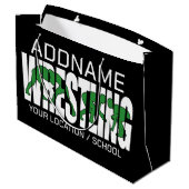 レスリングチーム追加テキスト 学校のユニフォームレスラー ラージペーパーバッグ (裏面アングル)