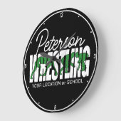 レスリングチーム追加文字スクールアスリートレスラー ラージ壁時計 (傾斜)