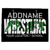 レスリングチーム 学校の varsity レスラーに追加テキスト ラージペーパーバッグ (裏面)