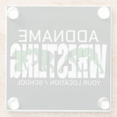 レスリングチームADD文字スクールVarsityレスラー ガラスコースター (裏面)