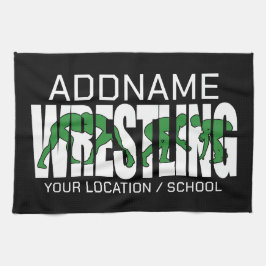 レスリングチームADD文字スクールVarsityレスラー キッチンタオル