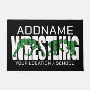 レスリングチームADD文字スクールVarsityレスラー ドアマット