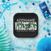 レスリングチームADD文字スクールVarsityレスラー ペーパープレート (パーティー)