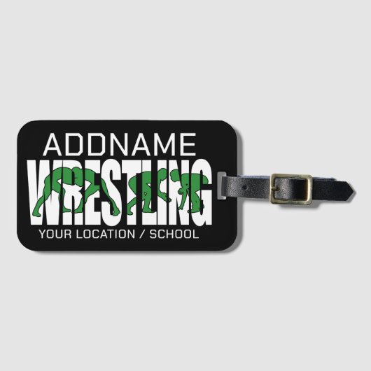 レスリングチームADD文字スクールVarsityレスラー ラゲッジタグ (正面横)