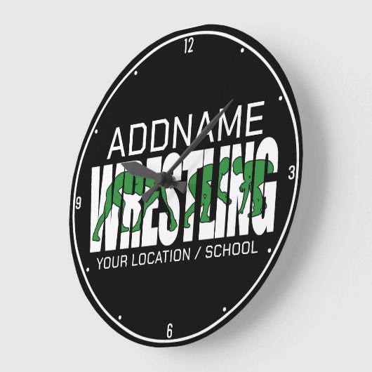 レスリングチームADD文字スクールVarsityレスラー ラージ壁時計 (傾斜)