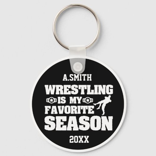レスリングパーソナライズされたは僕の季節お気に入りのだ キーホルダー (正面)