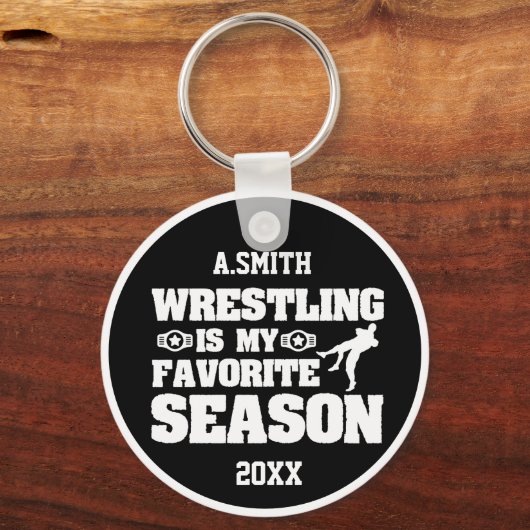 レスリングパーソナライズされたは僕の季節お気に入りのだ キーホルダー (正面)