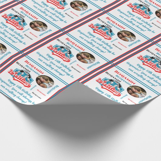 レスリングフォト名の年齢誕生日 ラッピングペーパー (角)