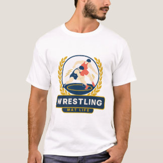 レスリングマットライフレスラーエンブレムTシャツ Tシャツ