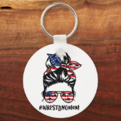 レスリングママ乱雑バンアメリカ国旗の力士 キーホルダー (正面)