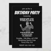 レスリングレスラー感動的バースデーパーティー 招待状 (正面/裏面)