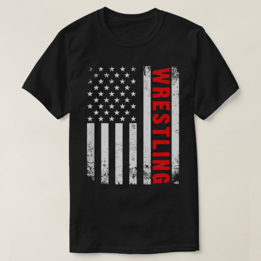 レスリングヴィンテージアメリカ国旗USA引用文レスラー Tシャツ (デザイン正面)
