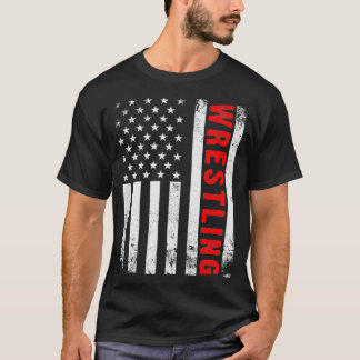 レスリングヴィンテージアメリカ国旗USA引用文レスラー Tシャツ