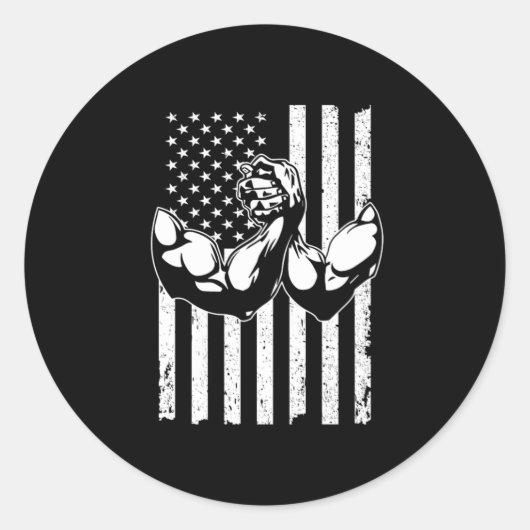 レスリング国旗USAアメリカ格闘技 ラウンドシール (正面)
