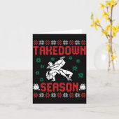 レスリング女子 タケダウンシーズン クリスマス  ダサいセーター カード (黄色い花)