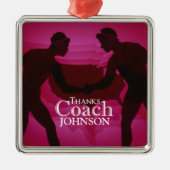 レスリング感謝していコーチシルエットレッド メタルオーナメント (正面)