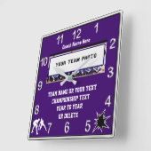 レスリング時計と写真、文字、色 スクエア壁時計 (傾斜)