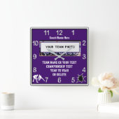レスリング時計と写真、文字、色 スクエア壁時計 (ホーム)