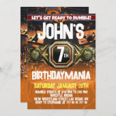 レスリング誕生日パーティー招待テーマ 招待状 (正面/裏面)