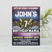 レスリング誕生日パーティー招待テーマ 招待状 (スタンド正面)