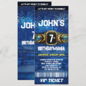 レスリング誕生日パーティー チケット招待テーマ 招待状 (正面/裏面)