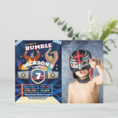 レスリング誕生日レスルリングや輪戦闘写真 招待状 (スタンド正面)
