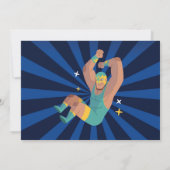 レスリング誕生日レスルリングや輪戦闘写真 招待状 (裏面)