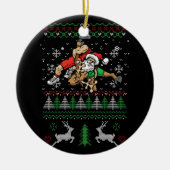 レスリング醜いクリスマスレスラーサンタトナカイF セラミックオーナメント (正面)