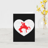 レスリング シルエット バレンタイン ハート シェイプ ラバーズ カード (黄色い花)