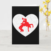 レスリング シルエット バレンタイン ハート シェイプ ラバーズ カード (黄色い花)