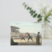 レスリング・マッチ、コンスタンチノープル（紙上に水彩） ポストカード (スタンド正面)