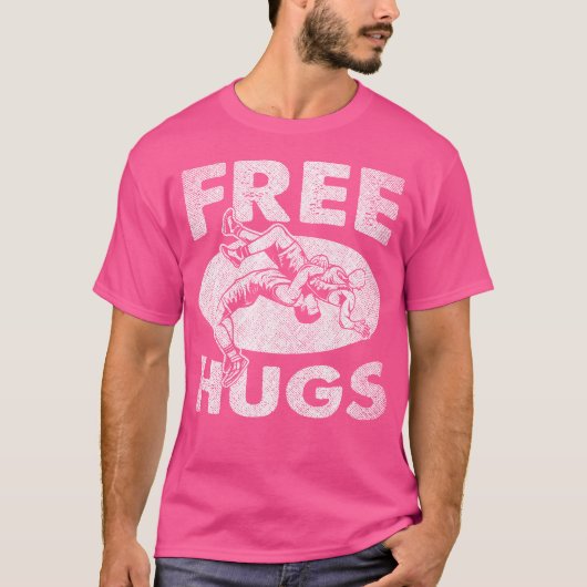 レスリングsおもしろいフリーハグレスリング tシャツ (正面)