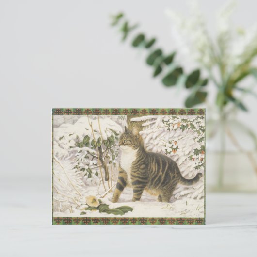 レスリーアンアイボリークリスマスキャットポストカード ポストカード (スタンド正面)