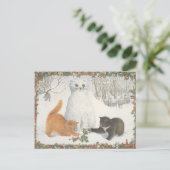 レスリーアンアイボリークリスマスキャットポストカード ポストカード (スタンド正面)