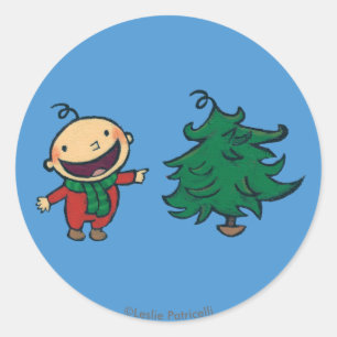 レスリーパトリチェリのベビーがクリスマスツリーを選ぶ ラウンドシール