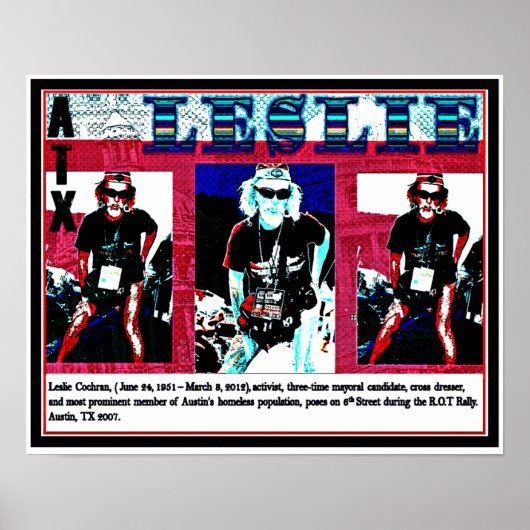 レスリー・コクラン、ホームレス、クロスドレッシング、活動家 ポスター (正面)