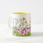 レスリーClair Bures著カラフルな春の花のマグ ツートーンマグカップ (正面左)