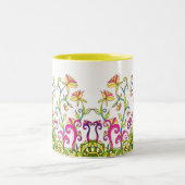 レスリーClair Bures著カラフルな春の花のマグ ツートーンマグカップ (中央)