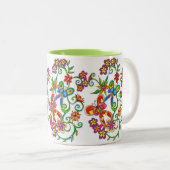 レスリーClair Bures著花そして蝶マグ ツートーンマグカップ (正面右)