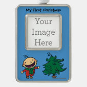 レスリーPatricelliのベビーはクリスマスツリーを選びます シルバープレートフレームオーナメント (正面)