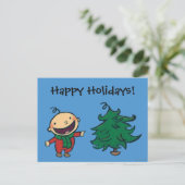 レスリーPatricelliのベビーはクリスマスツリーを選びます シーズンポストカード (スタンド正面)