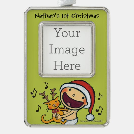 レスリーPatricelli FaのLaのLaのベビー シルバープレートフレームオーナメント (正面)