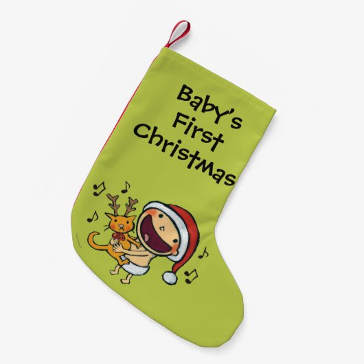 レスリーPatricelli FaのLaのLaのベビー スモールクリスマスストッキング (正面 (吊り時))