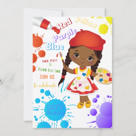 レス絵を描違う誕生日招待状(Girl) (正面)