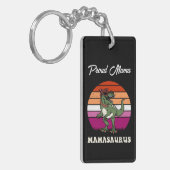 レズおもしろいビアン国旗の日没のママサウルス恐竜 キーホルダー (正面左)