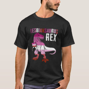 レズのレズビアンレックス旗のレズビアンサウルス恐竜 Tシャツ