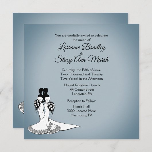 レズエレガントビアン結婚式招待状 招待状 (正面/裏面)