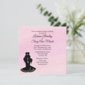 レズエレガントビアン。結婚式招待状ピンク 招待状 (スタンド正面)