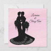 レズエレガントビアン。結婚式招待状ピンク 招待状 (裏面)